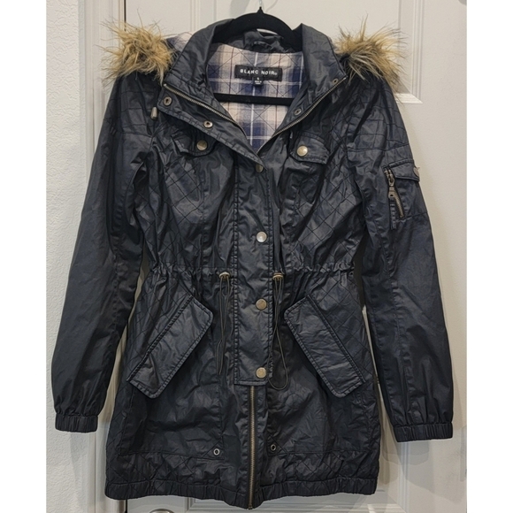 Blanc Noir Anorak Jacket Removable Faux Fur Hood - Picture 1 of 11